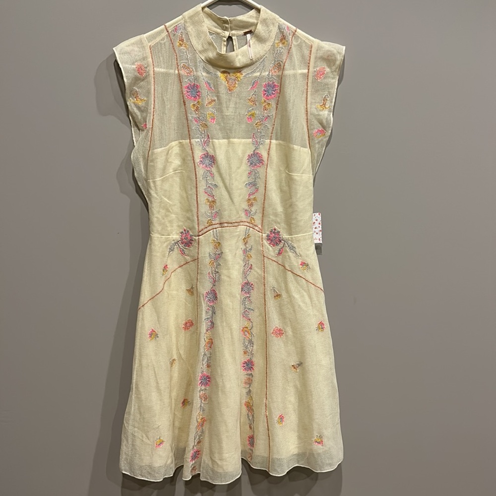 New! Free People Riviera Embroidered Mesh Dress SZ 6 NWT - Picture 5 of 10
